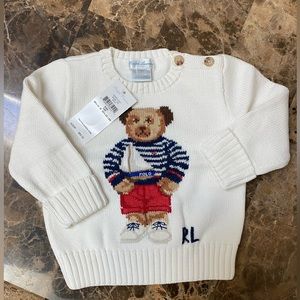 Unisex Brand New Ralph Lauren Children’s sz 12m Nautical Teddy Bear Polo Sweater